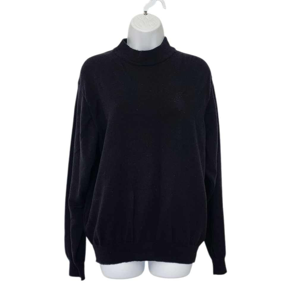 Giasone Mens Crewneck 100% Pure Wool Sweater Size Large Black Made in Italy.